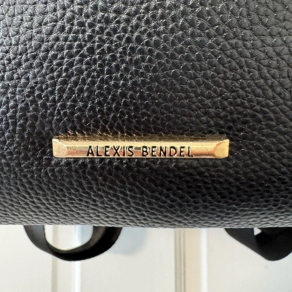 Black Vegan Leather Backpack with Gold Accents